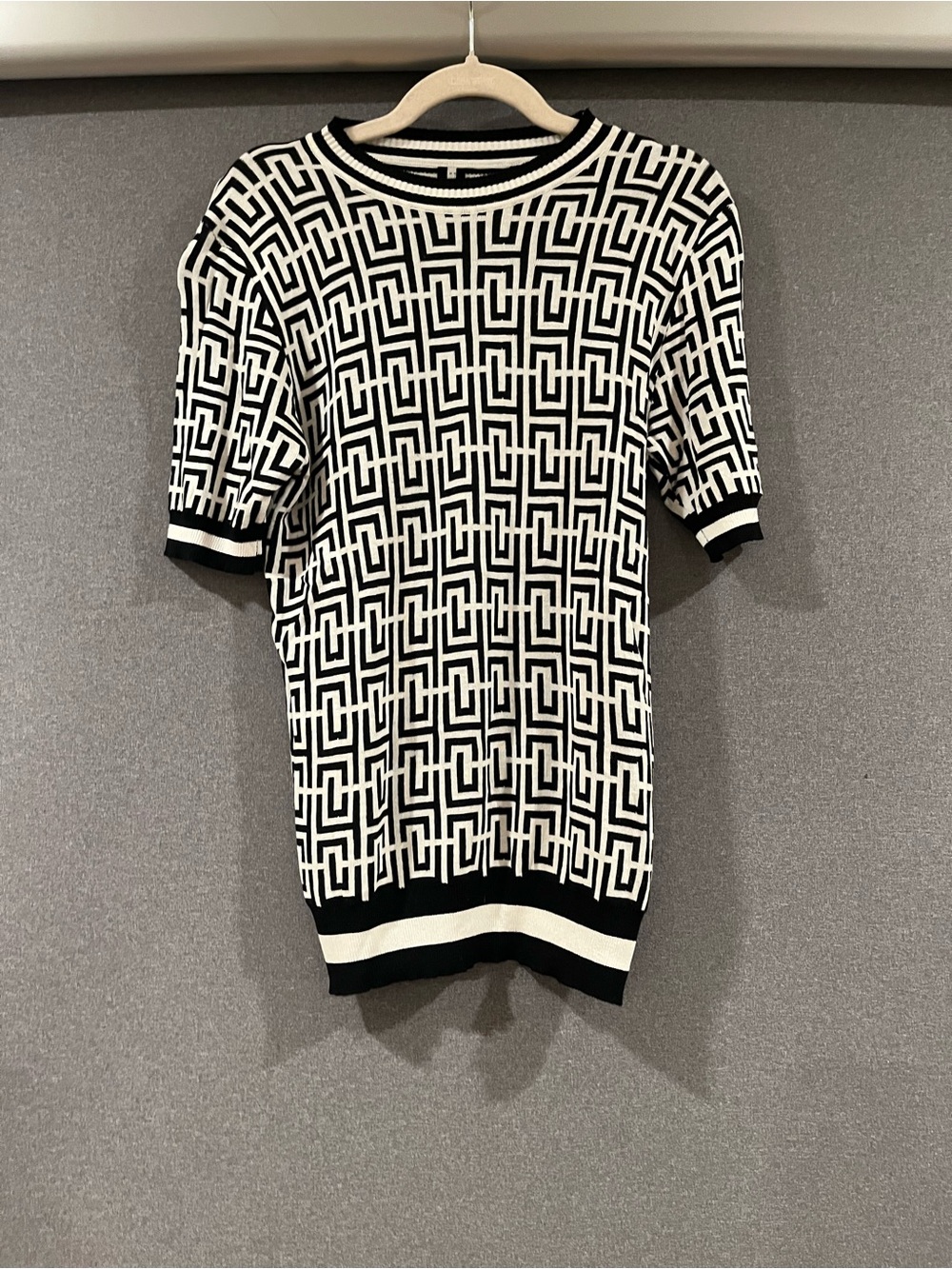 Black & White Geometric Knit Dress